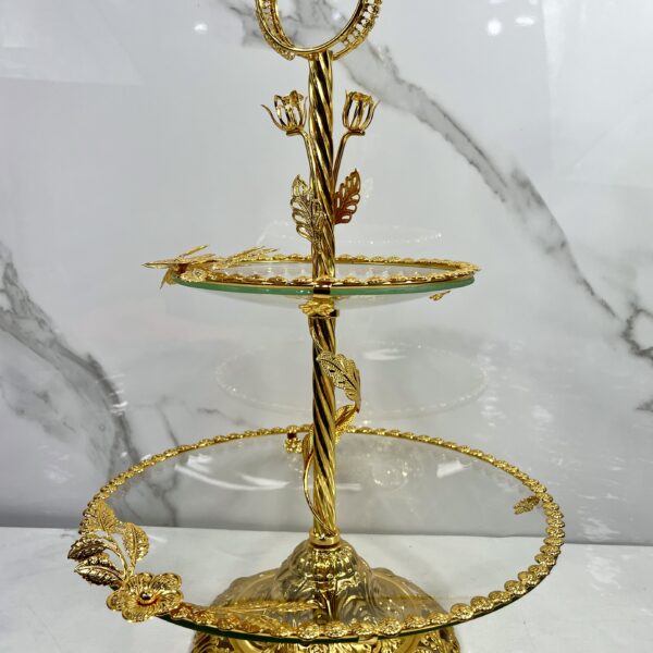 Porte gâteau verre-dore 2et pg- 0504حاملة حلوى