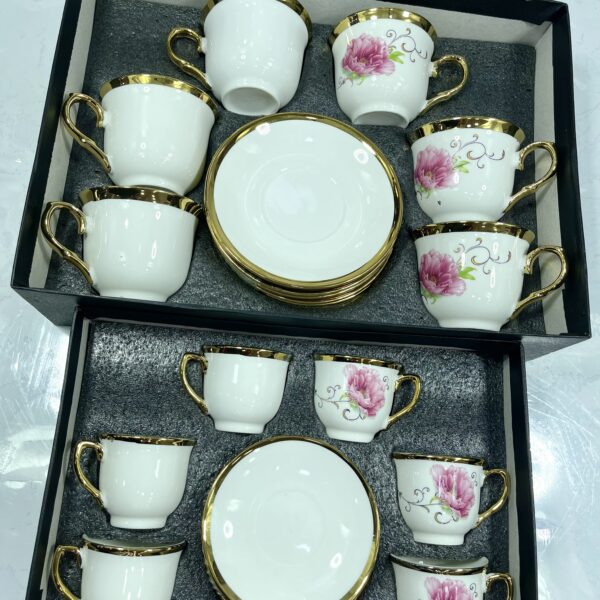 tasse sous tasse a café a fleur 24pcs سرفيس قهوة حليب