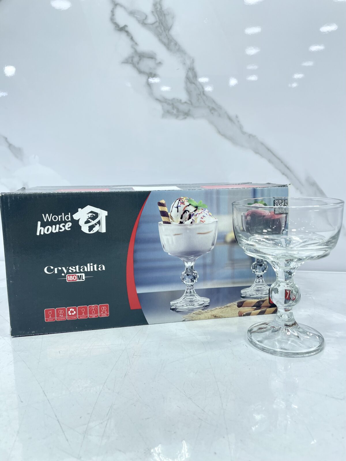 ⁦Coupes glaces en verre 6pcs ev3602cr كؤوس آيس كريم⁩ - الصورة ⁦1⁩