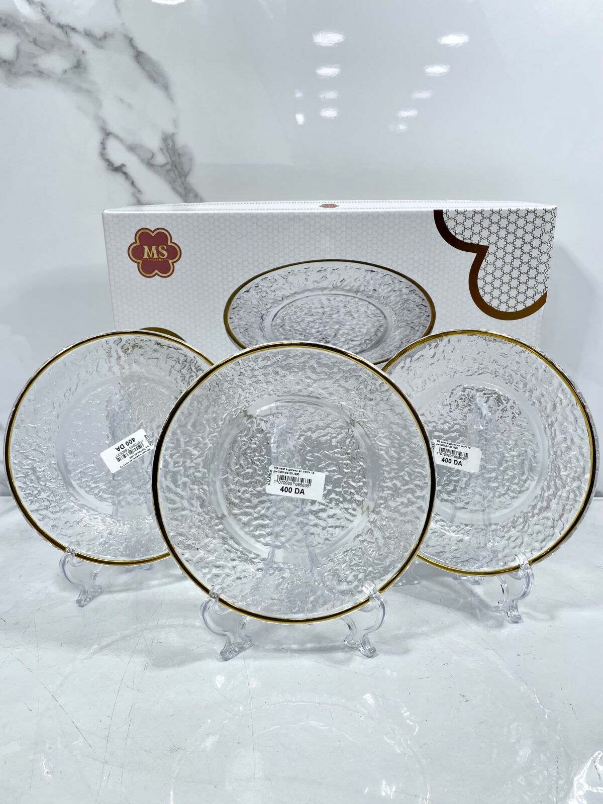⁦Assiette a gâteaux en verre 1p pe7201 dls-20 طبسي حلويات⁩ - الصورة ⁦1⁩