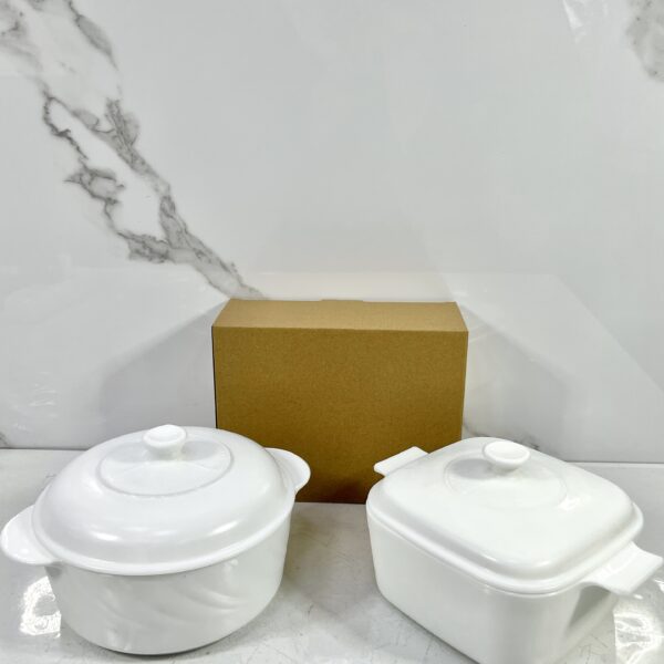 soupière blanche Arcopal carre - rond سوبيار