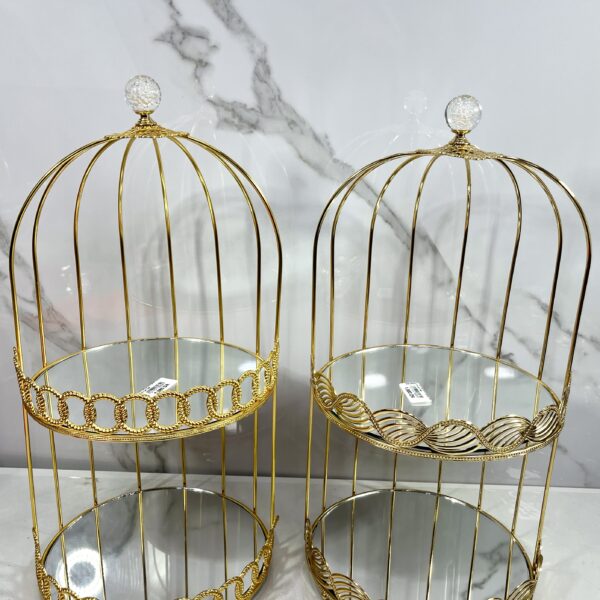 porte gâteaux forme cage GM dore حامل حلويات