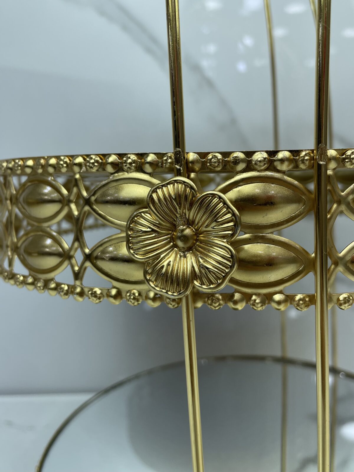 Porte gâteaux miroir dore 2etage حاملة الحلوى – Image 4