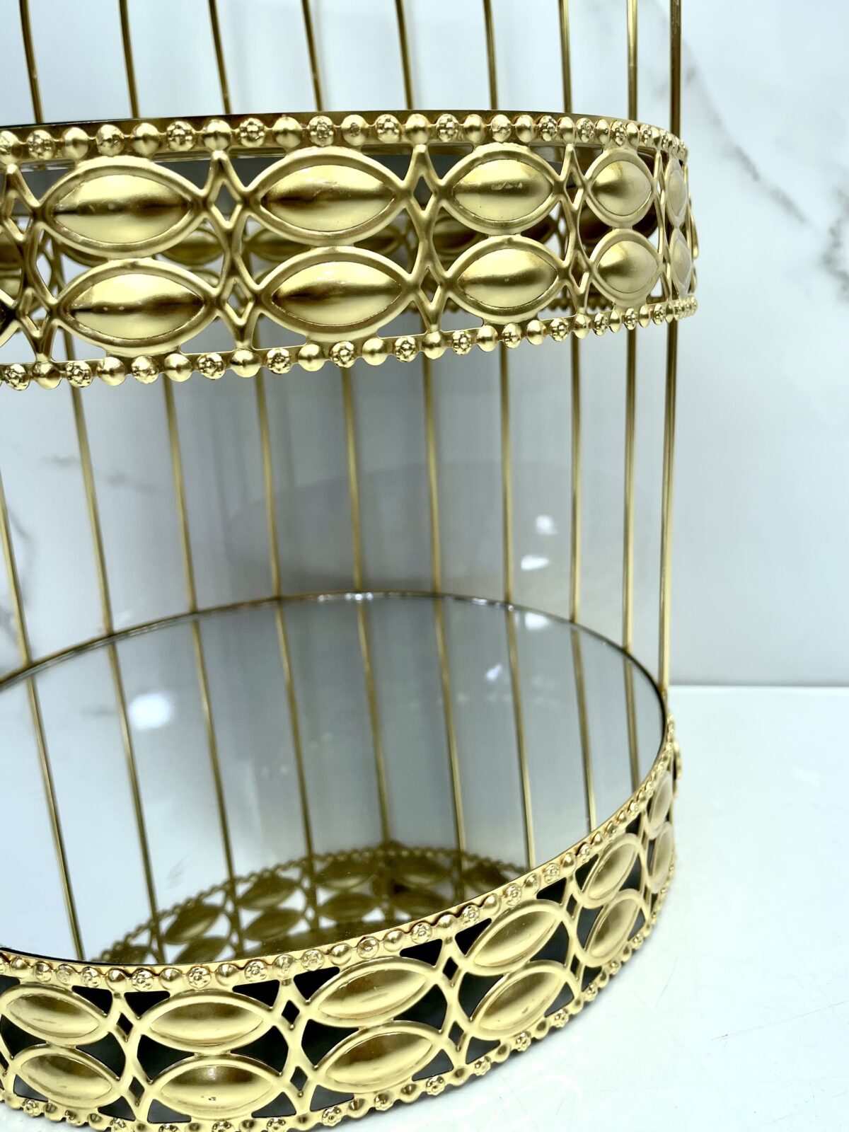 Porte gâteaux miroir dore 2etage حاملة الحلوى – Image 2