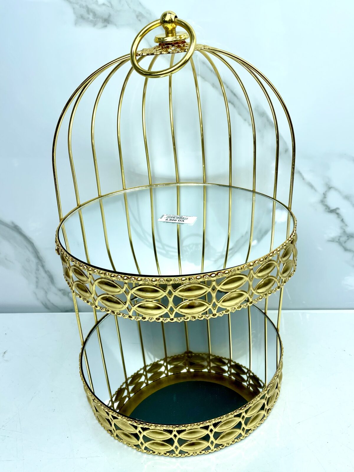 Porte gâteaux miroir dore 2etage حاملة الحلوى – Image 1