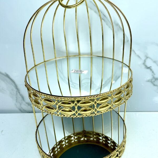Porte gâteaux miroir dore 2etage حاملة الحلوى