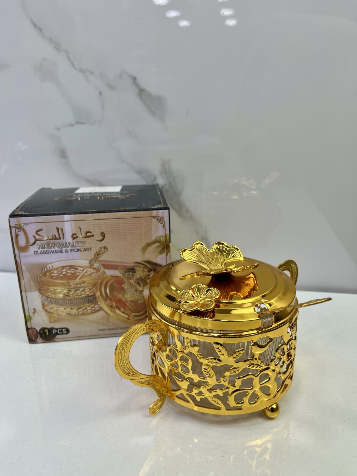 ⁦Sucrier dore rond 04-15 سكرية⁩ - الصورة ⁦1⁩