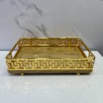 Plateau dore bambou rectangle 723 بلاطو بامبو
