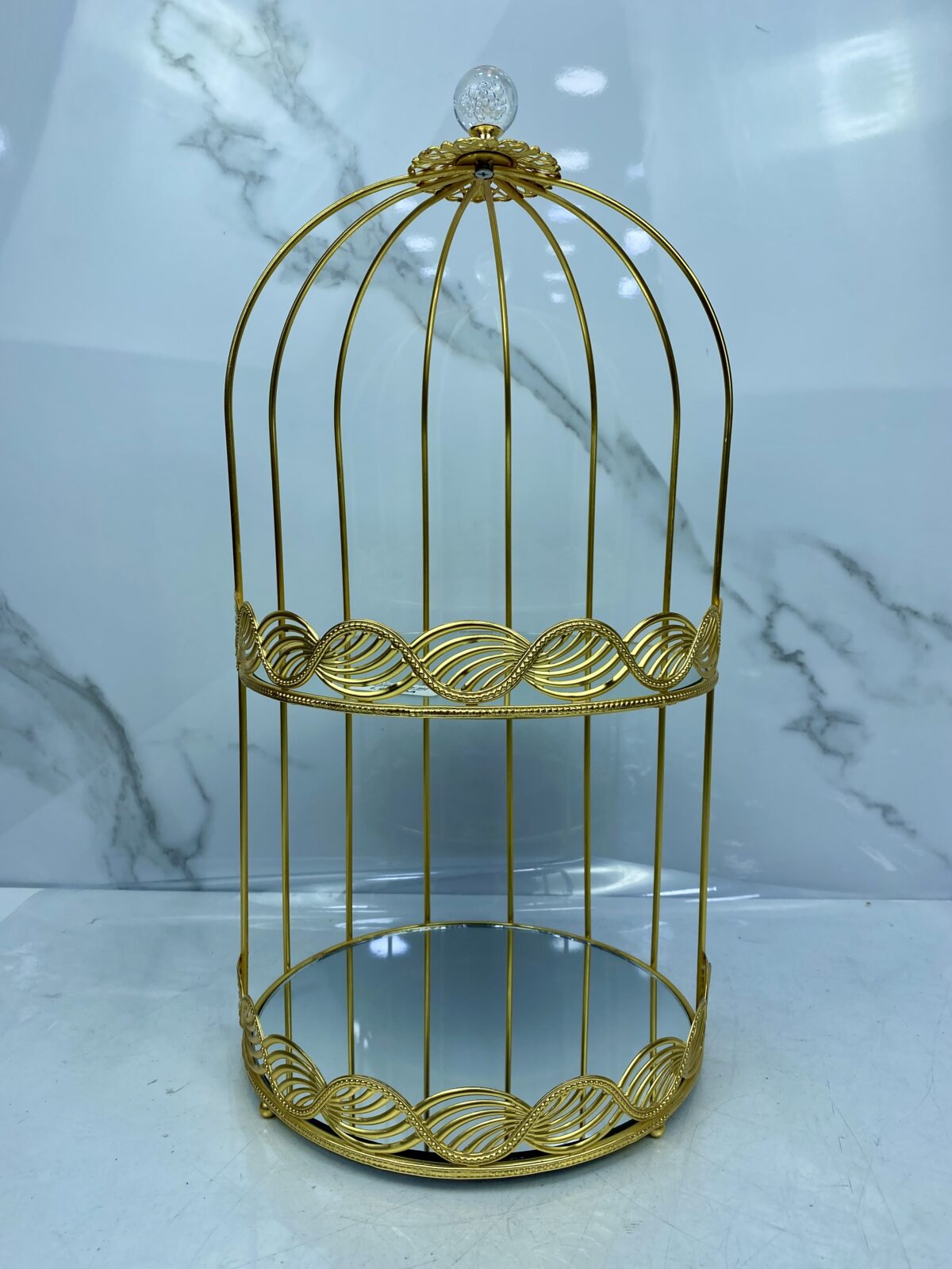 Porte gâteau cage 2etage dore  حاملة الحلوى – Image 1