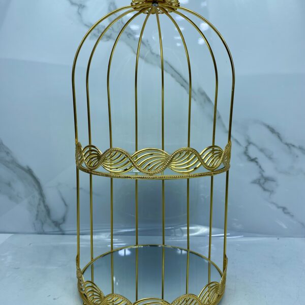 Porte gâteau cage 2etage dore  حاملة الحلوى