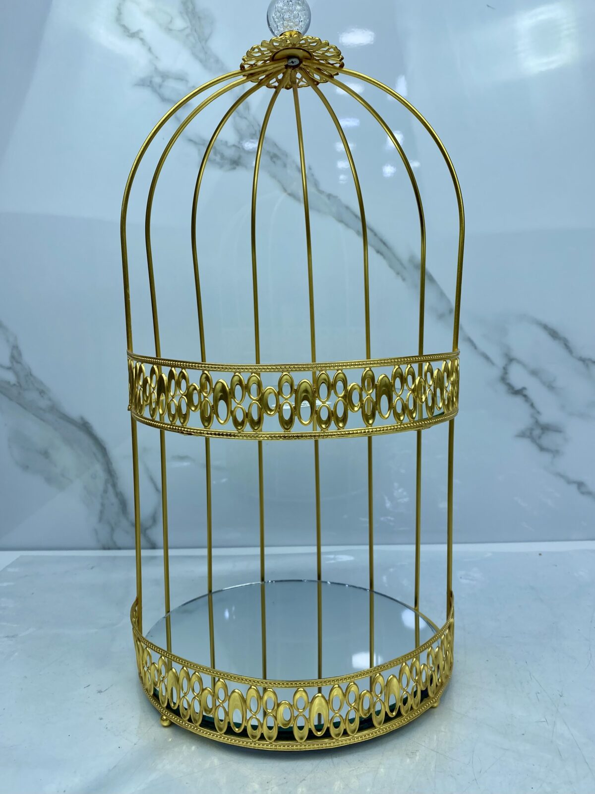 Porte gâteau cage 2etage dore  حاملة الحلوى – Image 4