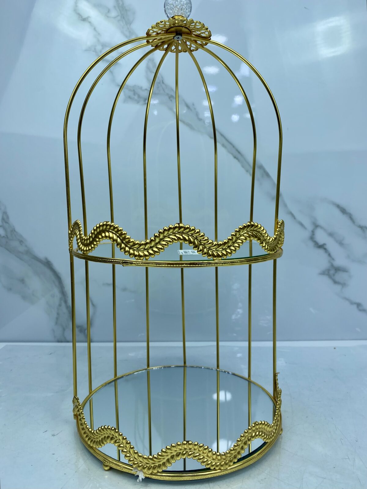 Porte gâteau cage 2etage dore  حاملة الحلوى – Image 2