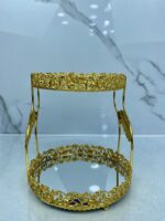 Porte gâteau 2etage dore rond حاملة الحلوى