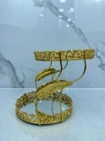 Porte gâteau 2etage dore rond حاملة الحلوى – Image 3