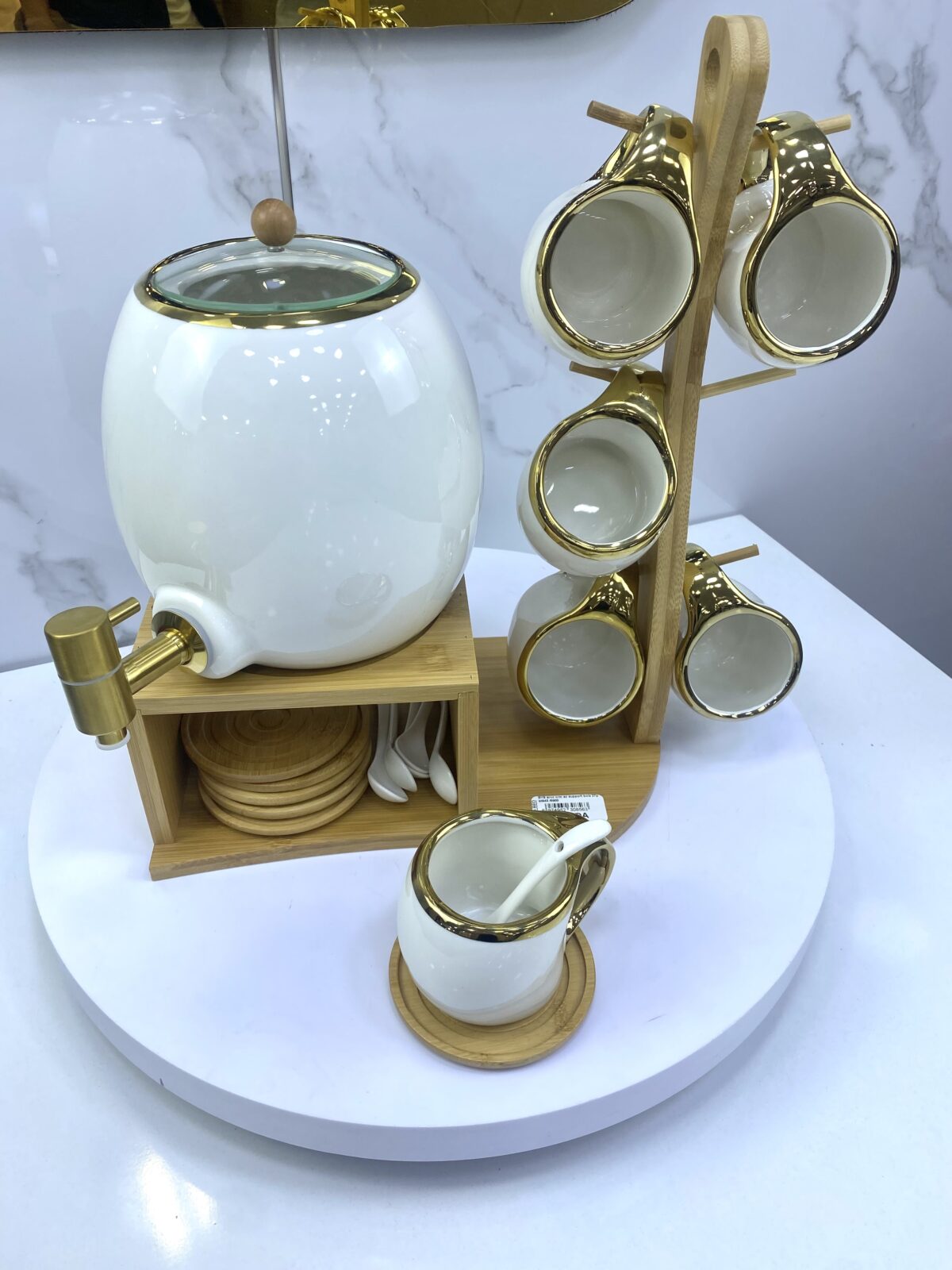 service céramique avec support bois 27Pcs bt943 سرفيس القهوة – Image 1