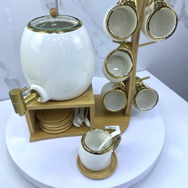 service céramique avec support bois 27Pcs bt943 سرفيس القهوة