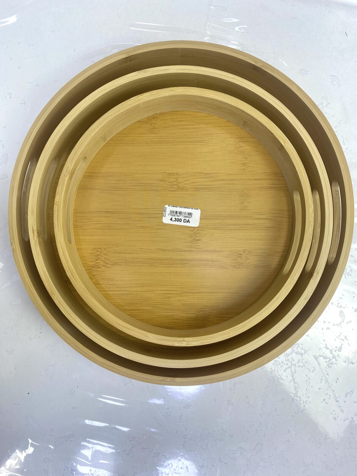 ⁦Plateau rond bamboo 3Pcs PR-6800 بلاطو بامبو⁩ - الصورة ⁦1⁩