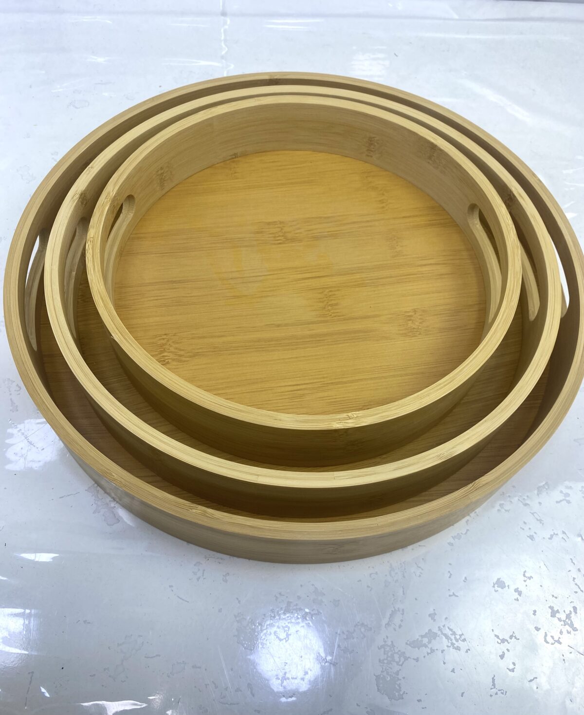 ⁦Plateau rond bamboo 3Pcs PR-6800 بلاطو بامبو⁩ - الصورة ⁦6⁩
