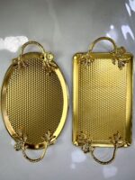 ⁦Plateaux metal doré 30cm⁩ - الصورة ⁦4⁩