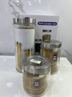 serie bocaux en verre inox 3pcs cmd0115  سيري بلارة