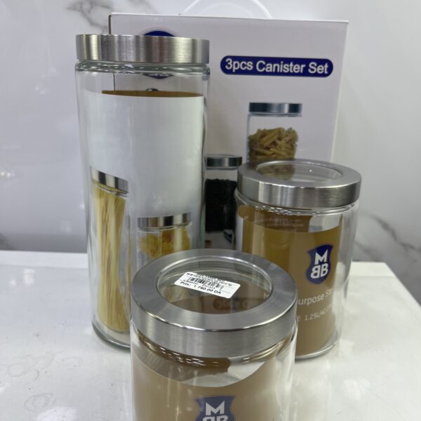 serie bocaux en verre inox 3pcs cmd0115  سيري بلارة