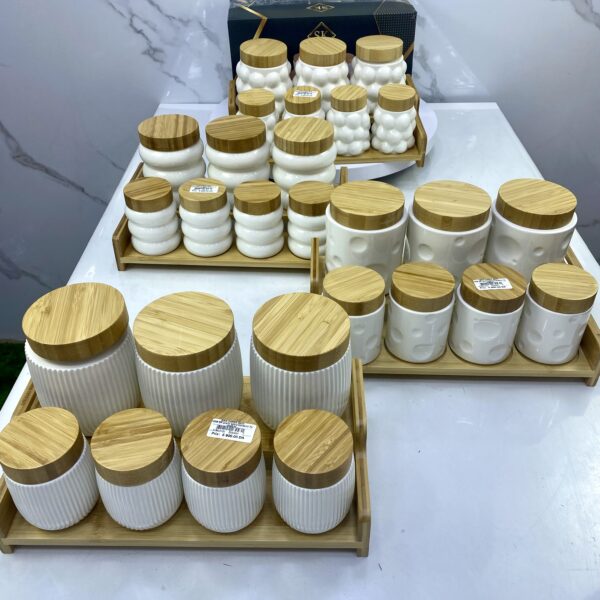 Porte épice bamboo 7Pcs حامل توابل