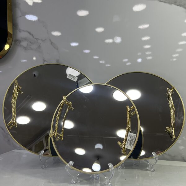 plateau miroir rond dore ac main 2722-10 بلاطو