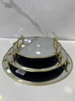 ⁦plateau miroir rond dore ac main 2722-10 بلاطو⁩ - الصورة ⁦4⁩