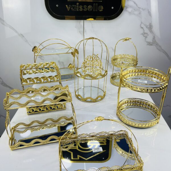 Porte gâteaux miroir dore HP-17 حاملة الحلوى